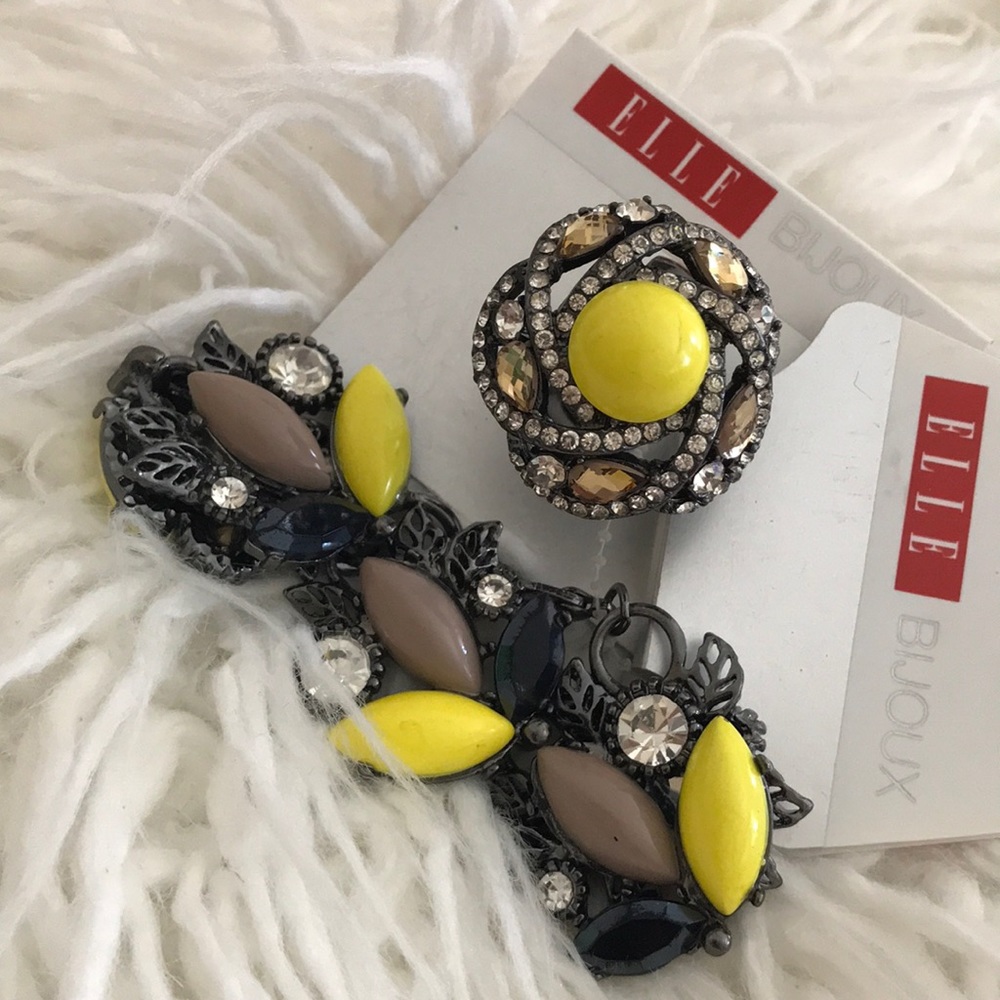 Elle cocktail ring and bracelet set